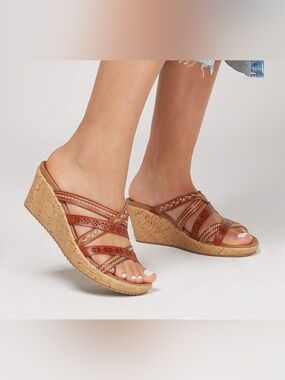 Skechers brown wedge sandals